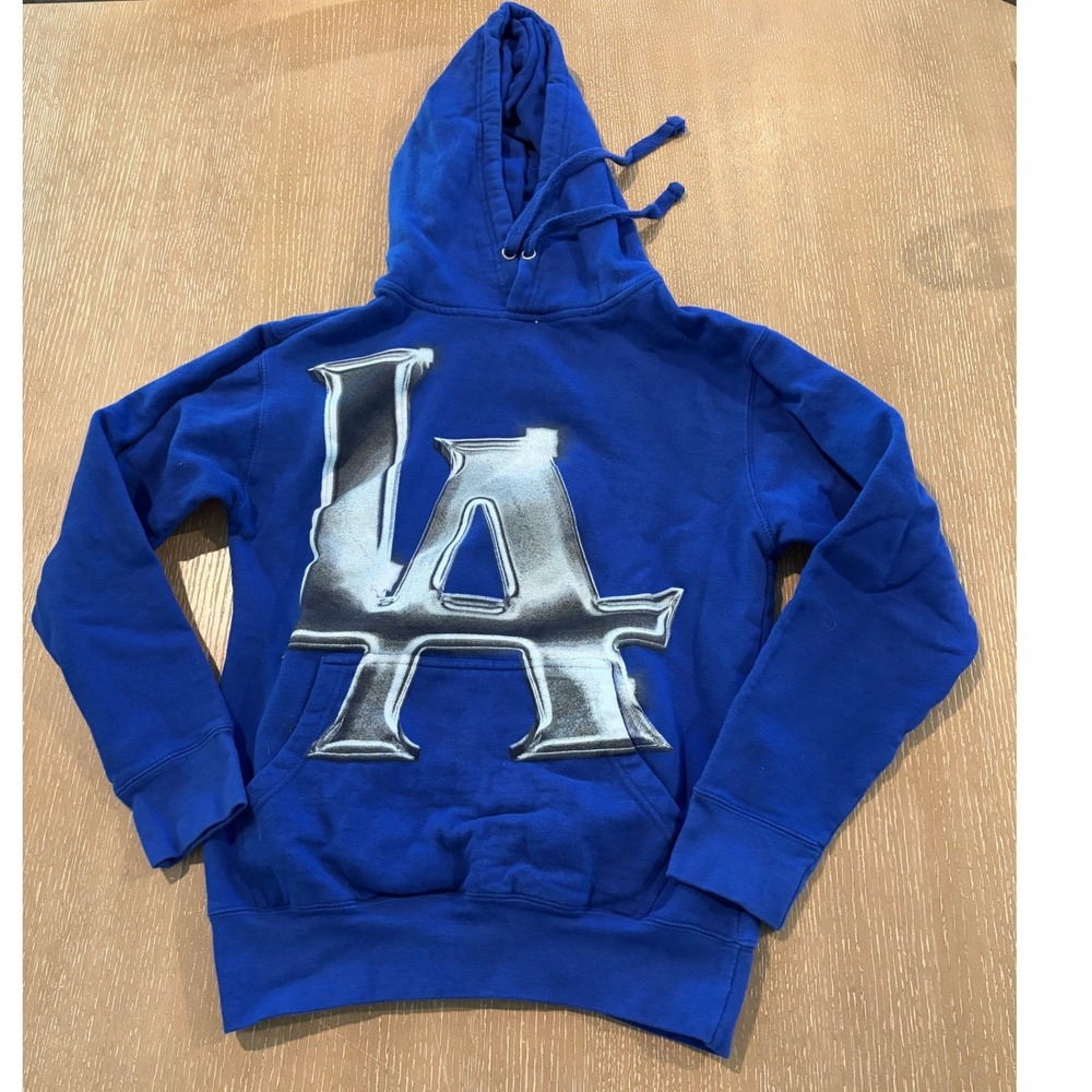 NovaMen Men's Small Blue LA Logo Hoodie Pullover Graphic Hip Hop Y2K Streetwear